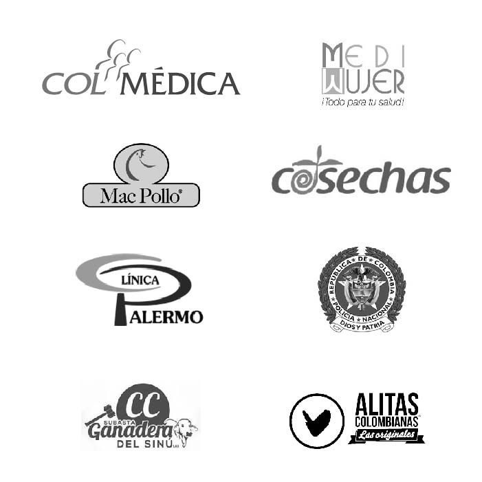logos en vertical de las empresas que utilizan los servicios de turneros de Tecnología Plus