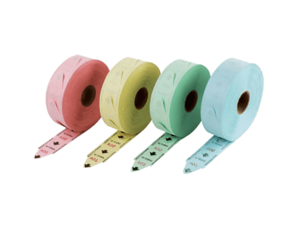 4 rollos de papel término en diferentes colores para dispensadores de turnos